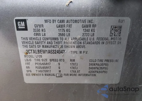 2010 GMC Terrain Sle-1 из США, поврежденный, VIN 2CTALBEW1A6324947